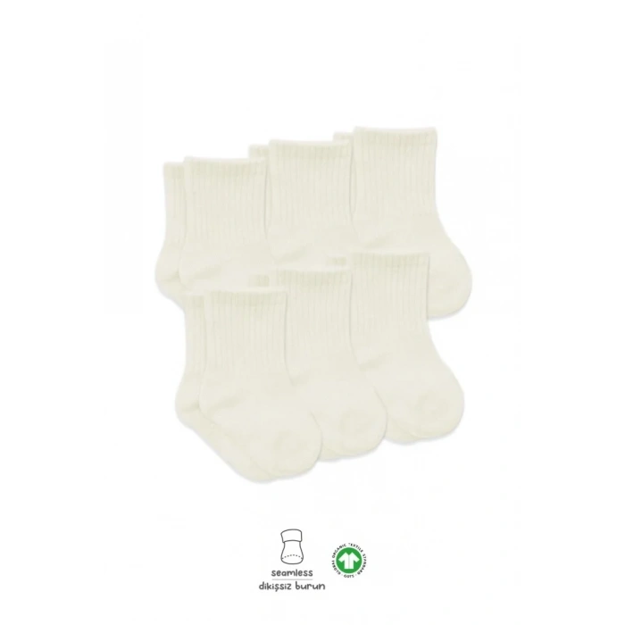 Basic Soket Çorap 6lı Set Ekru Renkli Konfor