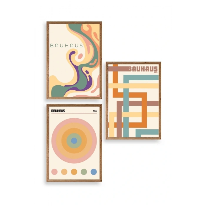 Bauhaus Üçlü Ahşap Çerçeveli Tablo 23 x 30