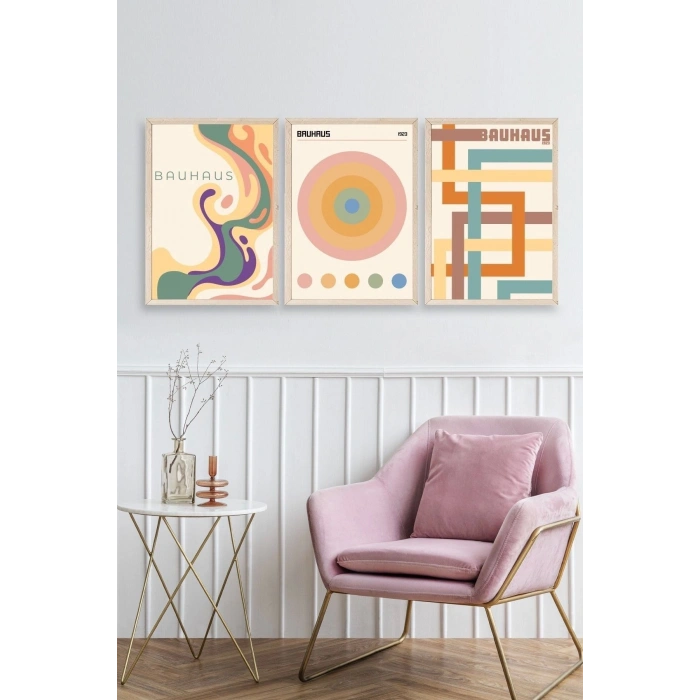 Bauhaus Üçlü Ahşap Çerçeveli Tablo 23 x 30
