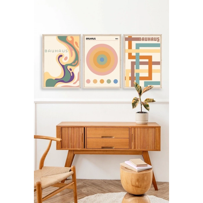 Bauhaus Üçlü Ahşap Çerçeveli Tablo 23 x 30