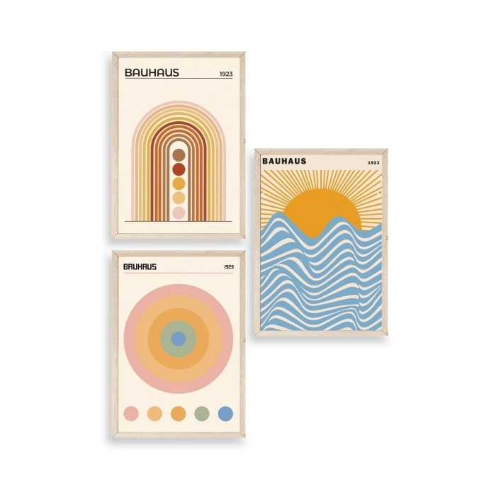 Bauhaus Üçlü Ahşap Çerçeveli Tablo 23 x 30