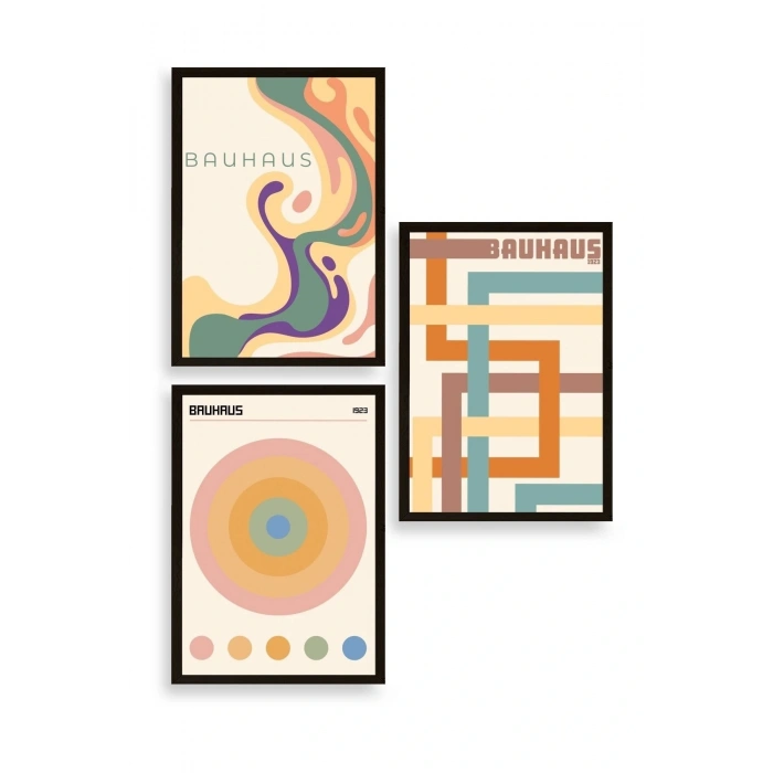 Bauhaus Üçlü Ahşap Çerçeveli Tablo 30 x 40