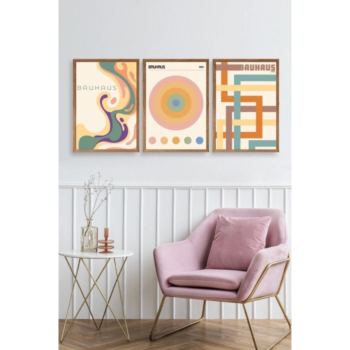 Bauhaus Üçlü Ahşap Çerçeveli Tablo 30 x 40