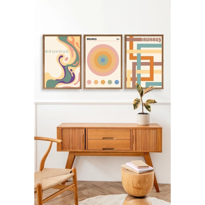 Bauhaus Üçlü Ahşap Çerçeveli Tablo 30 x 40