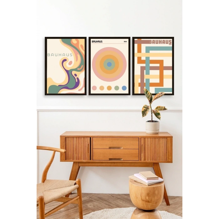 Bauhaus Üçlü Ahşap Çerçeveli Tablo 30 x 40