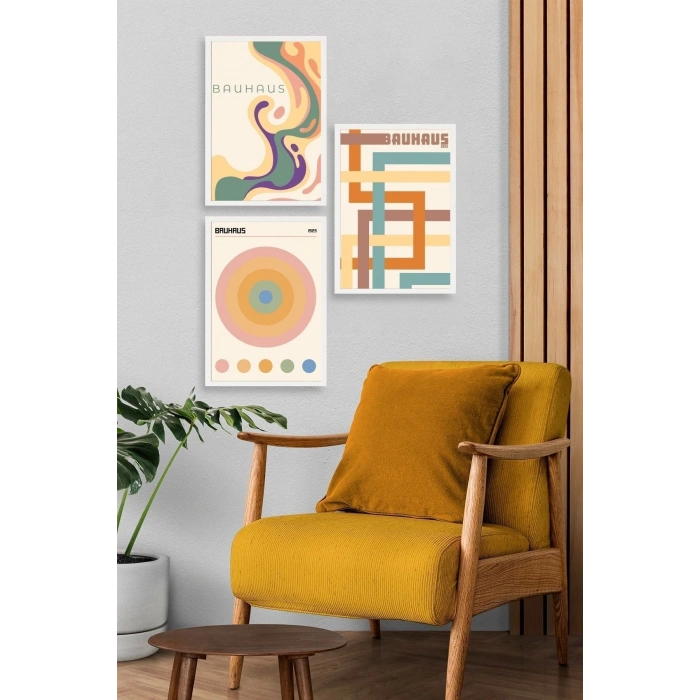 Bauhaus Üçlü Ahşap Çerçeveli Tablo 30 x 40