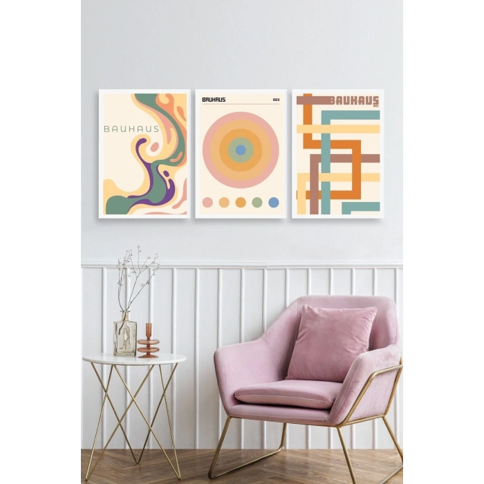 Bauhaus Üçlü Ahşap Çerçeveli Tablo 40 x 60