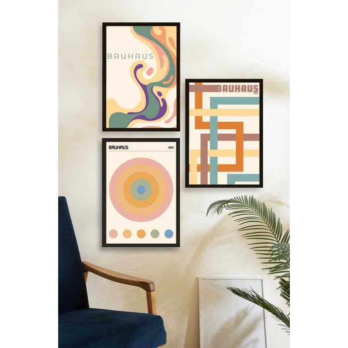 Bauhaus Üçlü Ahşap Çerçeveli Tablo 40 x 60