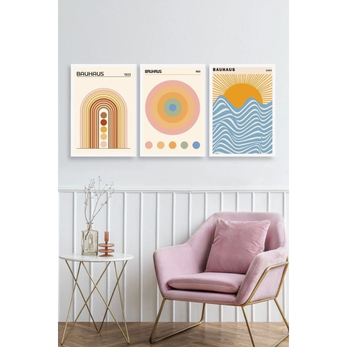 Bauhaus Üçlü Ahşap Çerçeveli Tablo 40 x 60