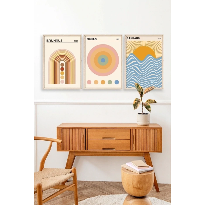 Bauhaus Üçlü Ahşap Çerçeveli Tablo 40 x 60