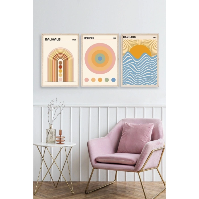 Bauhaus Üçlü Ahşap Çerçeveli Tablo 40 x 60