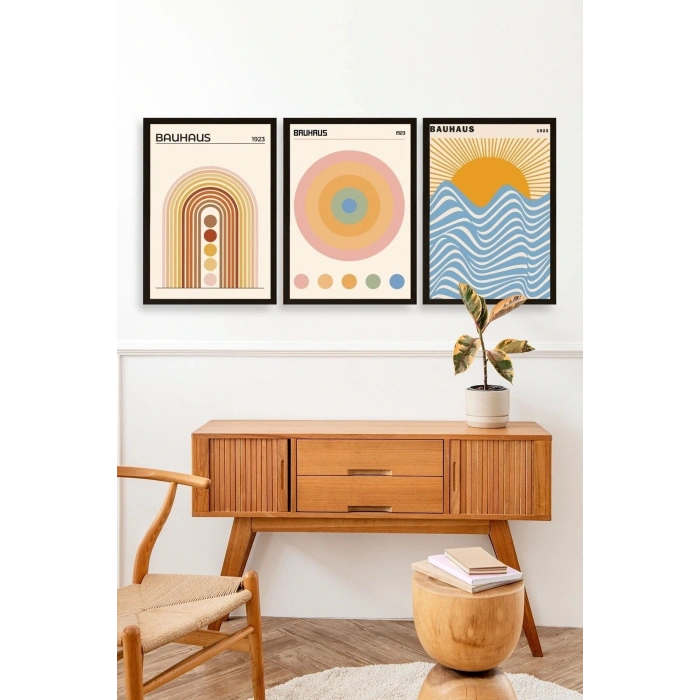 Bauhaus Üçlü Ahşap Çerçeveli Tablo 40 x 60