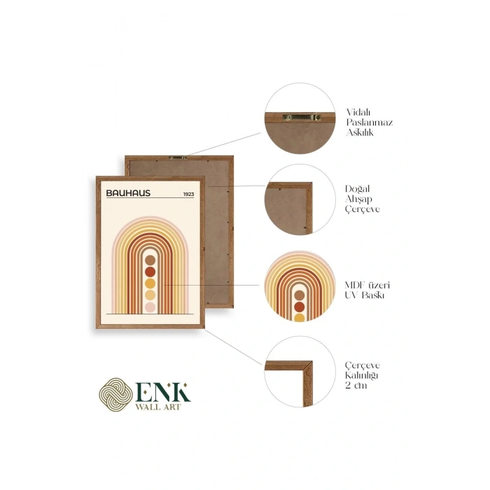 Bauhaus Üçlü Ahşap Çerçeveli Tablo 40 x 60