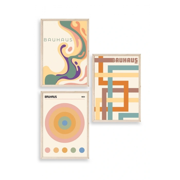 Bauhaus Üçlü Ahşap Çerçeveli Tablo 50 x 70