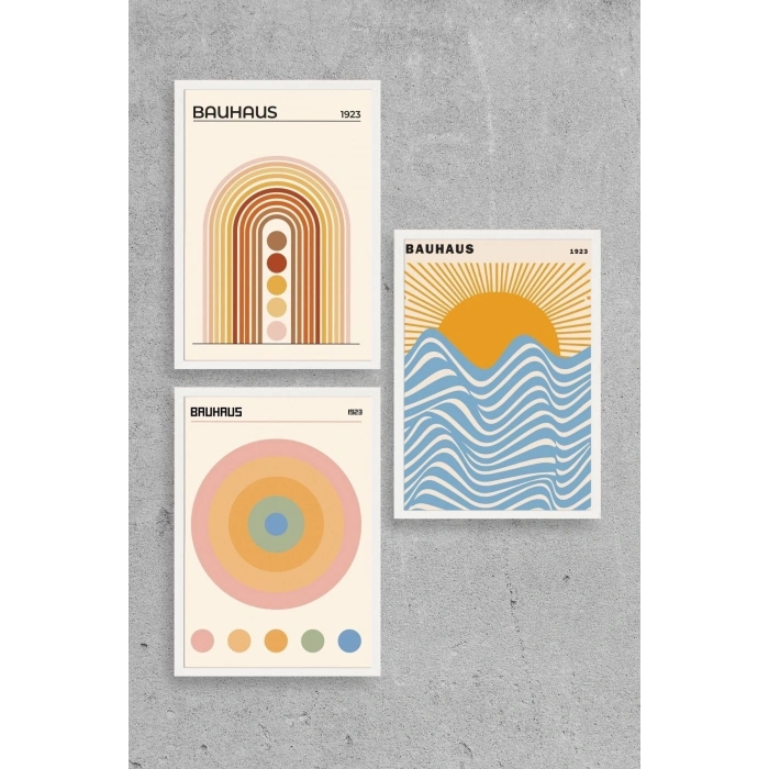 Bauhaus Üçlü Ahşap Çerçeveli Tablo 50 x 70