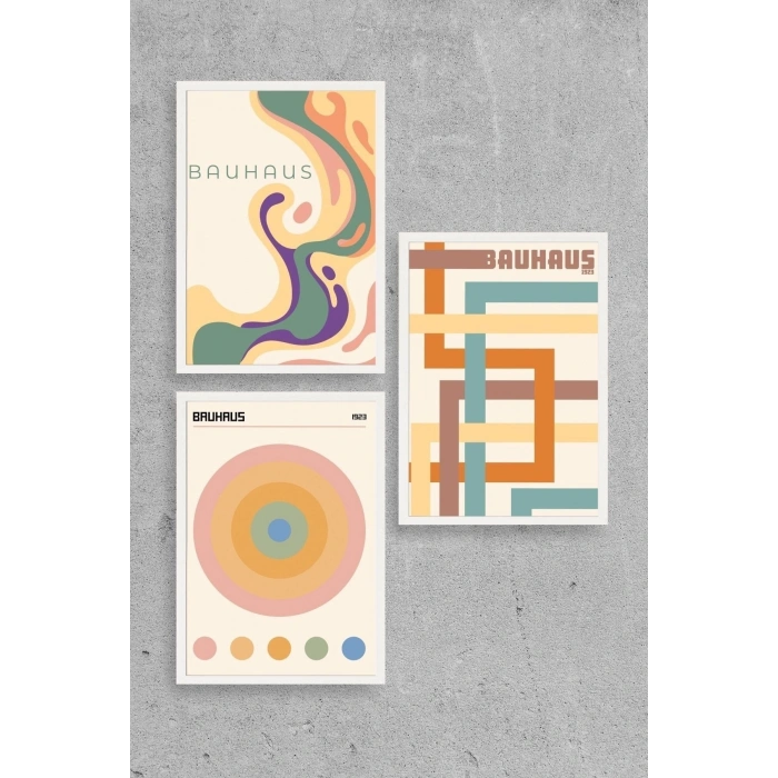 Bauhaus Üçlü Ahşap Çerçeveli Tablo 50 x 70