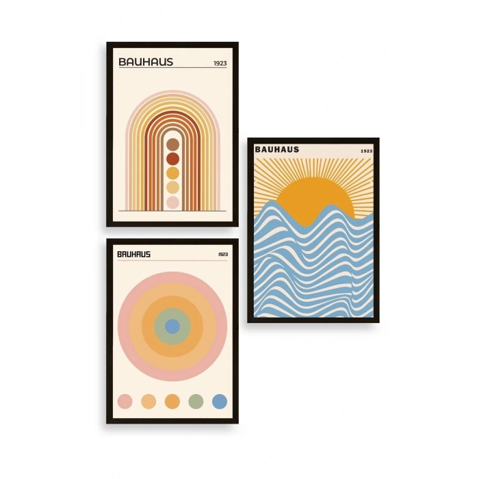 Bauhaus Üçlü Ahşap Çerçeveli Tablo 50 x 70