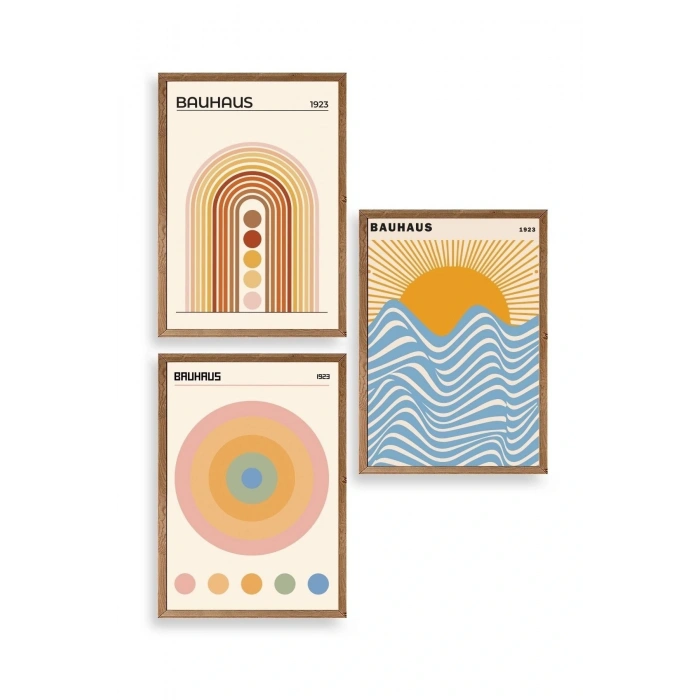 Bauhaus Üçlü Ahşap Çerçeveli Tablo 50 x 70