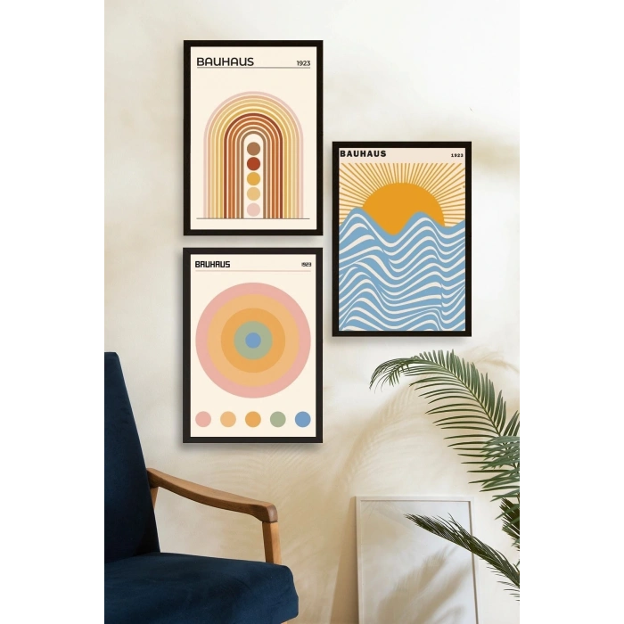Bauhaus Üçlü Ahşap Çerçeveli Tablo 50 x 70