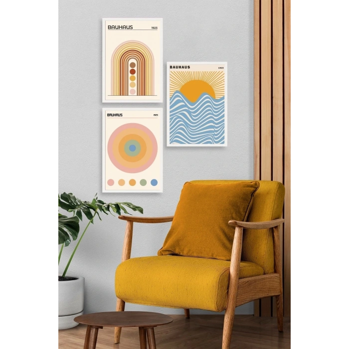 Bauhaus Üçlü Ahşap Çerçeveli Tablo 50 x 70