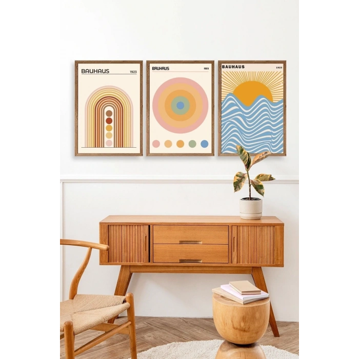Bauhaus Üçlü Ahşap Çerçeveli Tablo 50 x 70