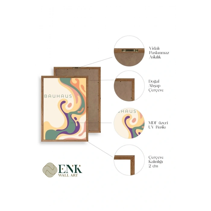 Bauhaus Üçlü Ahşap Çerçeveli Tablo 50 x 70