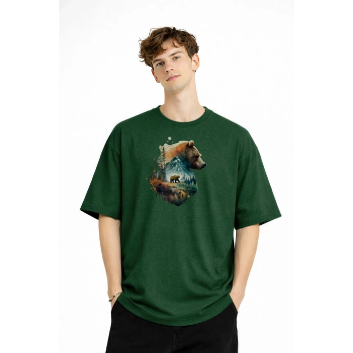 Bear2 - Oversize Tişört HAKI