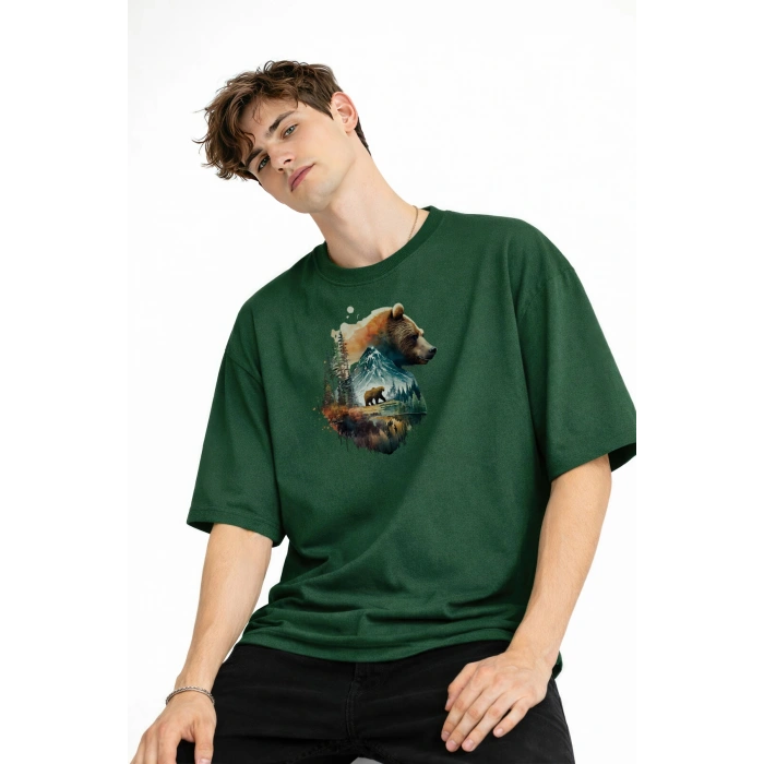 Bear2 - Oversize Tişört HAKI