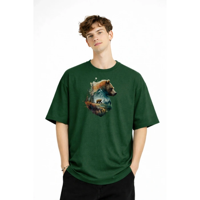 Bear2 - Oversize Tişört HAKI