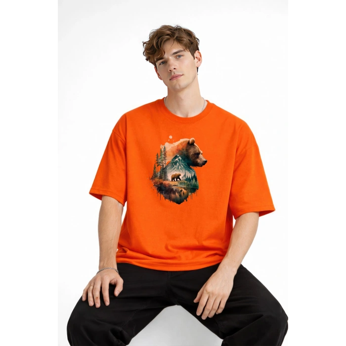 Bear2 - Oversize Tişört TURUNCU