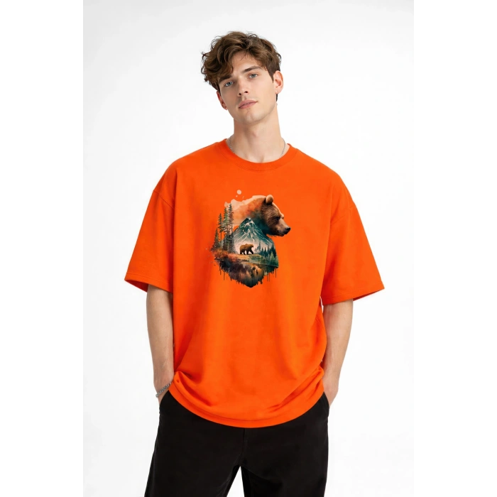 Bear2 - Oversize Tişört TURUNCU