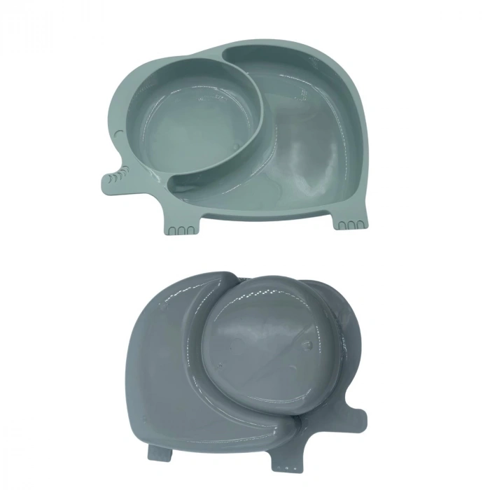 Bebek ve Çocuk için Sevimli Fil Model Desenli Yemek Bebek Mama Kabı Bölmeli Tabak (5365)