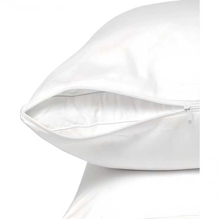 Beyaz fermuarlı yastık mitili, yastık kılıfı