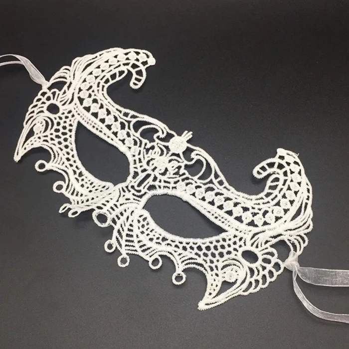 Beyaz Renk Dantel Kesim Dantel İşlemeli Balo Parti Maskesi 1 No (5365)