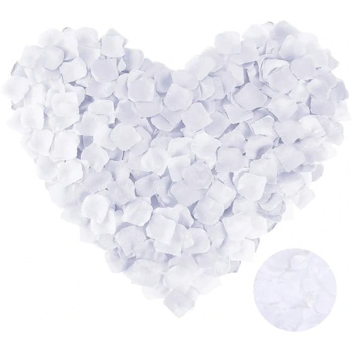 Beyaz Renk Gül Yaprağı Şekilli Konfeti 5 Paket 500 Adet (5365)