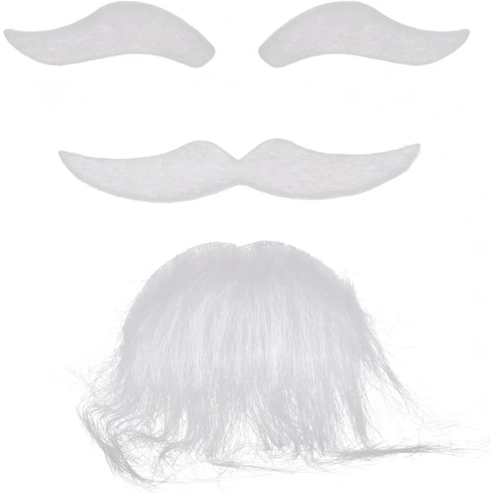 Beyaz Renk Kendinden Yapışkanlı Takma Sakal Bıyık ve Kaş Seti (5365)