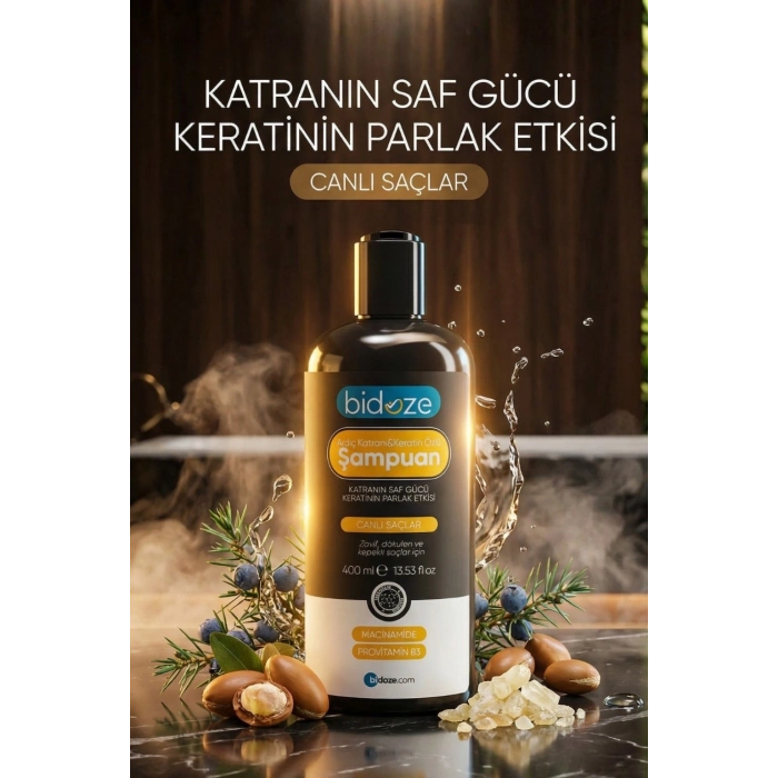 Bidoze Ardıç Katranı & Keratin Şampuanı 400 Ml | Kepek, Kaşıntı ve Dökülme Karşıtı