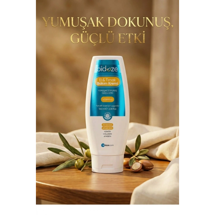 Bidoze El Ve Tırnak Bakım Kremi 100 Ml | Keratin ve Vitamin E Destekli Yoğun Onarıcı Bakım