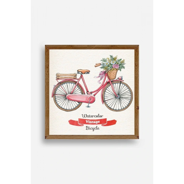 Bisiklet Ahşap Çerçeveli Tablo 23 x 23