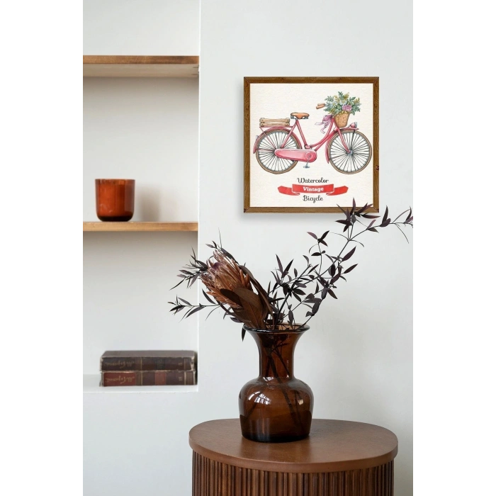 Bisiklet Ahşap Çerçeveli Tablo 23 x 23