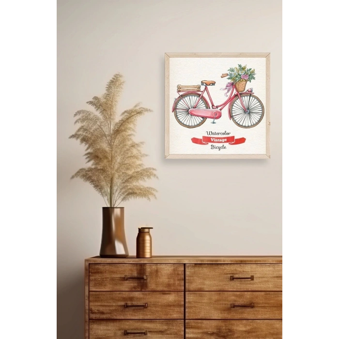 Bisiklet Ahşap Çerçeveli Tablo 42 x 42