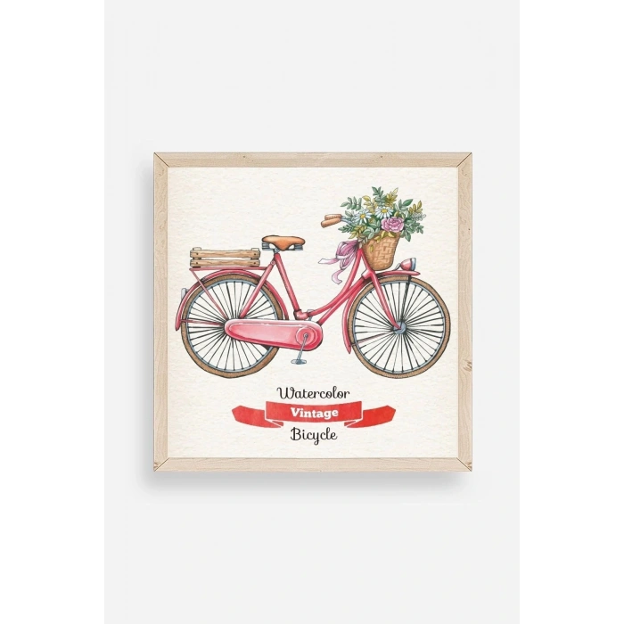 Bisiklet Ahşap Çerçeveli Tablo 50 x 50