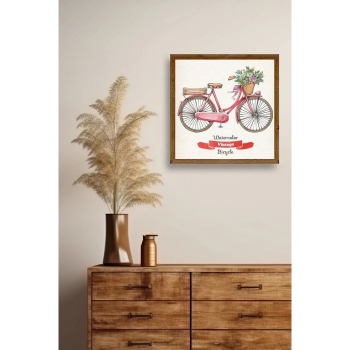 Bisiklet Ahşap Çerçeveli Tablo 50 x 50