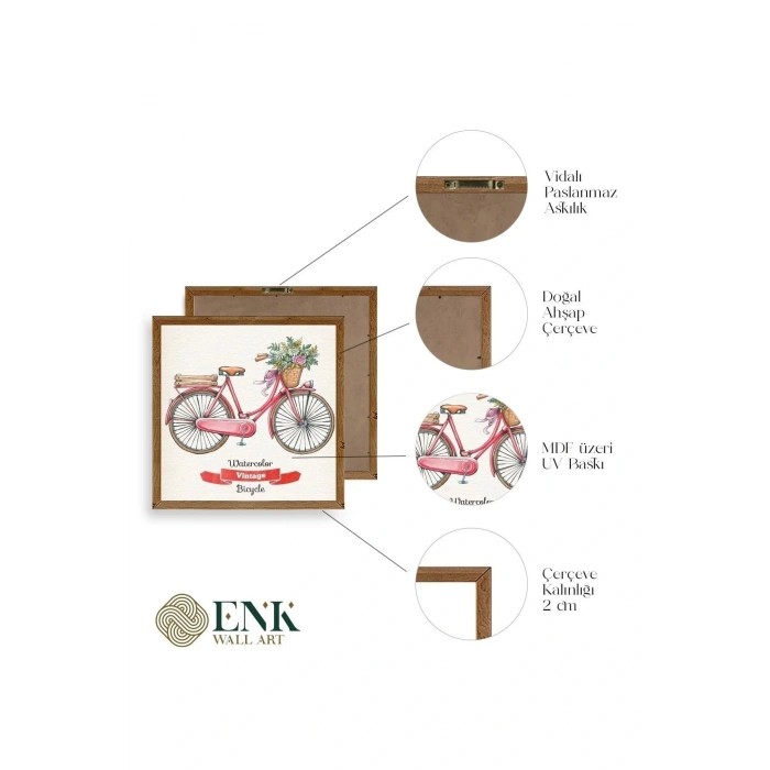 Bisiklet Ahşap Çerçeveli Tablo 50 x 50