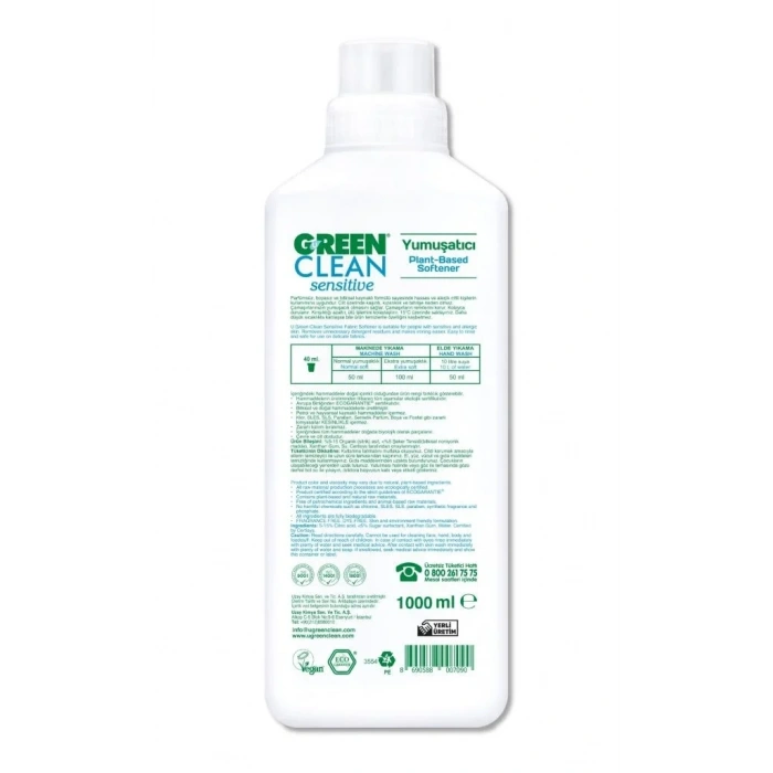 Bitkisel Yumuşatıcı 1000 Ml Parfümsüz Hassas Formül