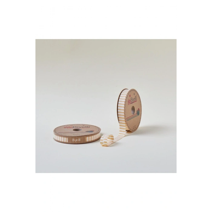 Biye Kalın Çizgili Katlı F06 Sarı 2 Cm 25 Metre %65 Koton %35 Polyester