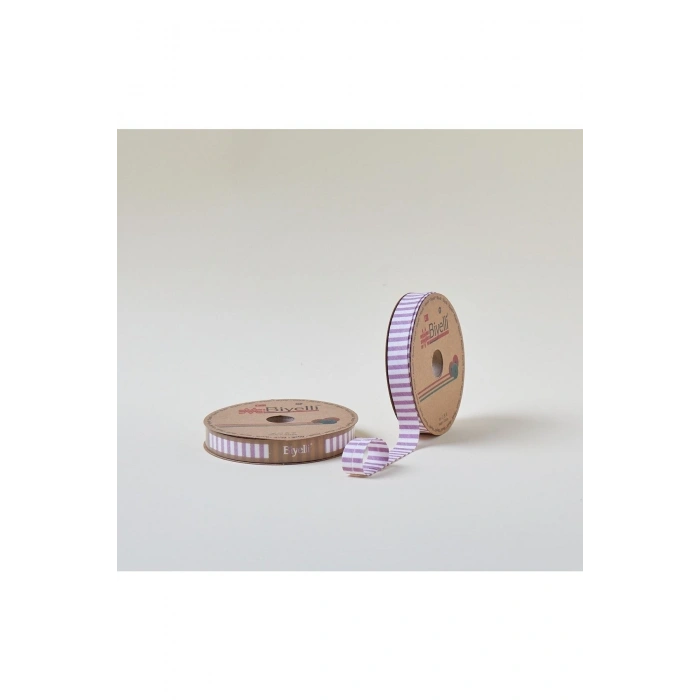 Biye Kalın Çizgili Katlı F07 Gül Kurusu 2 Cm 25 Metre %65 Koton %35 Polyester