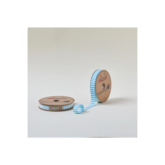 Biye Kalın Çizgili Katlı F09 Turkuaz 2 Cm 25 Metre %65 Koton %35 Polyester