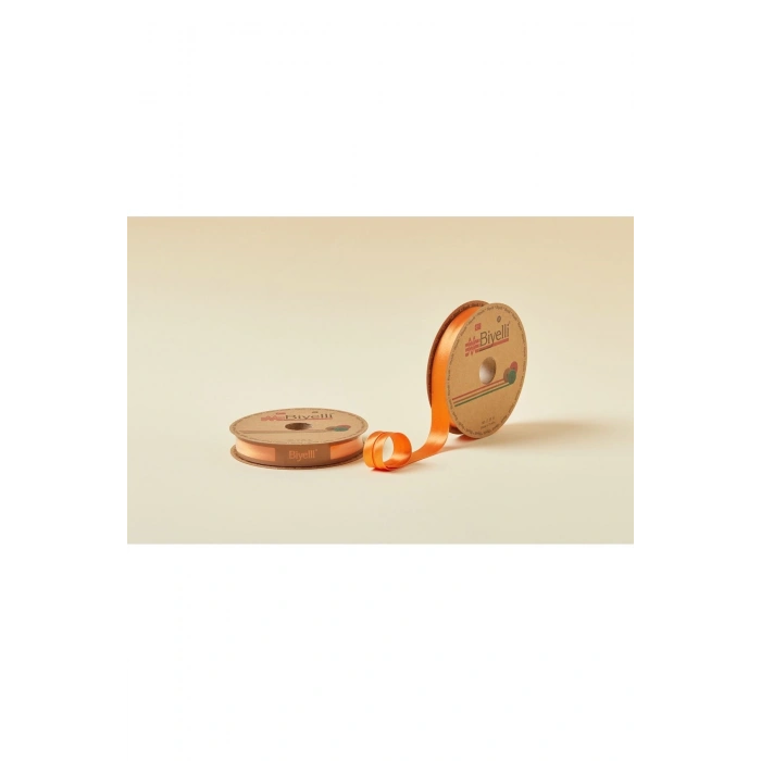 Biye Saten Katlı 014 Turuncu 2 Cm 25 Metre %100 Polyester