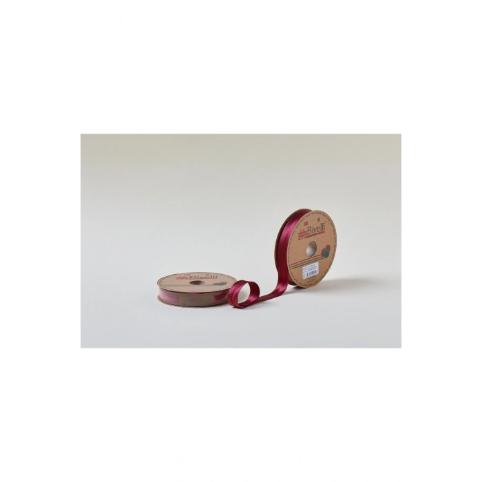 Biye Saten Katlı 022 Bordo 2 Cm 25 Metre %100 Polyester
